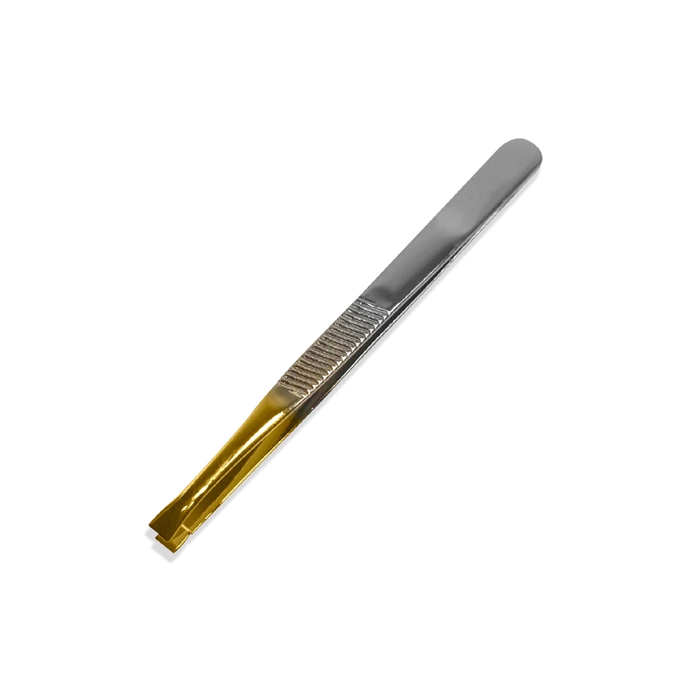 J00054 PINZA ESTRECHA PUNTA DORADA ACERO INOXIDABLE